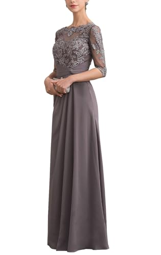 Mother of The Bride Dresses Long Chiffon Lace Wedding Guest Dresses for Women Ruched Formal Evening Gowns3