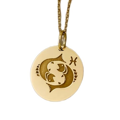 Anniversaire Poissons collier en argent 925 et pendentif astro plaqué or