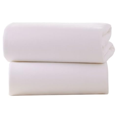 Clair de Lune Crib Cotton Jersey flat Sheets to fit moses 30 x 74cm, (Pack of 2, White) Cover