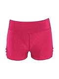 Agoky Mädchen Sport Shorts Turnhose für Kinder Kurze Hose Tights Leggings Fitness Tanzen Yoga Shorts Sporthose kurz Hot Pants Freizeit Training Rosenrot D 146-152