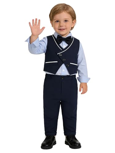 Costume pour enfant bébé garçon de mariage ensemble de baptême avec pantalon et chemise