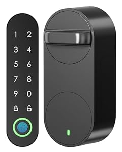 Signstek Smart Lock mit Fingerabdruck, Elektronisches Türschlosss mit Bluetooth, Türöffner per Fingerprint, Passcode, Smartphone, Nachrüstbare Smartes Schloss, Kein Tausch des Schließzylinders nötig