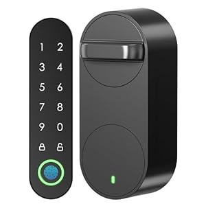 Signstek Smart Lock mit Fingerabdruck, Elektronisches Türschlosss mit Bluetooth, Türöffner per Fingerprint, Passcode, Smartphone, Nachrüstbare Smartes Schloss, Kein Tausch des Schließzylinders nötig