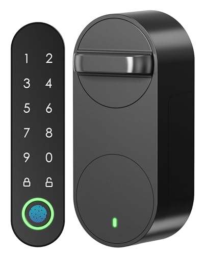Signstek Smart Lock mit Fingerabdruck, Elektronisches Türschlosss mit Bluetooth, Türöffner per Fingerprint, Passcode, Smartphone, Nachrüstbare Smartes Schloss, Kein Tausch des Schließzylinders nötig