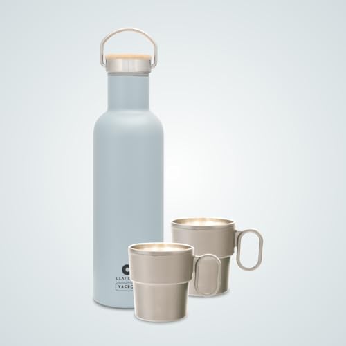 Image of Clay Craft Vacbott Hiker Combo Double Wall 18 Hours Hot & 24 Hours Cold Water Bottle Vacuum Insulated Flask Bottle 700ml, with Single Walled Victor Mug Set of 2 Steel Bottle|1Year Limited Warranty