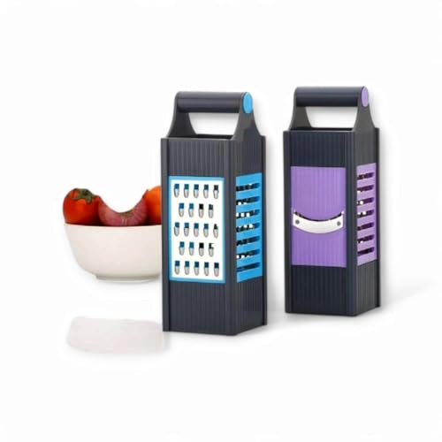 Image of ARTO 4 in 1 Handy Smart Vegetable Slicer Fruit Slicer ABS and Stainless Steel Four Sided Boxed Grater with Handle Chopper Fruit Slicer Potatoes Peeler Attach 4 Blades (Multicolor) (2)