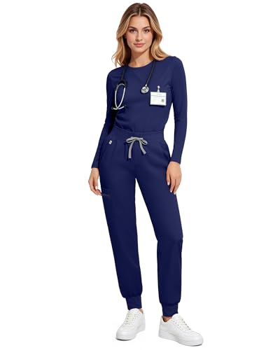 Image of Medical Scrubs for Women Pants, Soft Stretch & Breathable Joggers | Drawstring Womens Scrub Cargo Pants with 5 Utility Pockets, Bottoms Keep 12-Hour Shift Comfort for Healthcare Professionals