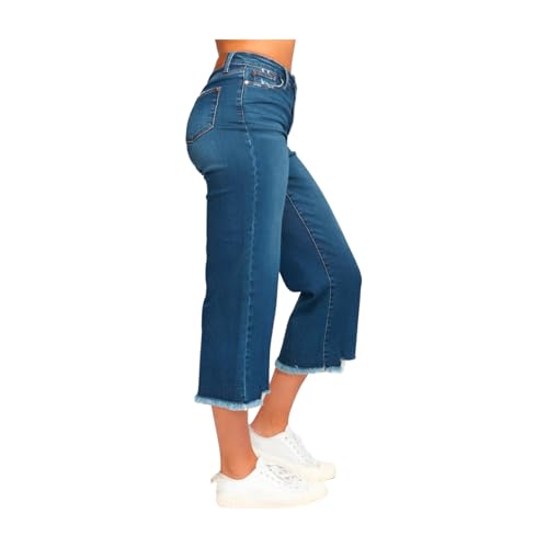 Judy Blue High Rise Button Fly Wide Leg Crop Jeans- Ivory Gem3