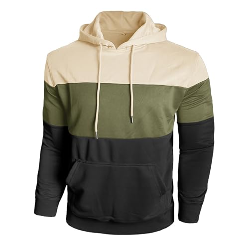 Hoodies for Men Color Block Pullover Fall Casual Long Sleeve Hooded Sweatshirt with Pocket3