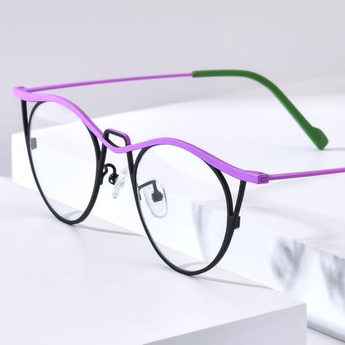 Image of FONEX Colorful Pure Titanium Glasses Frame Women Retro Round Eyeglasses F85782