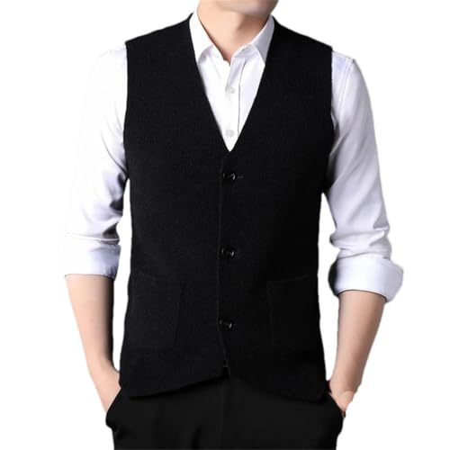 Men Knit Vest Sleeveless Buttons Down Cardigan V Neck Business Office Basic Thick Sweater Vest