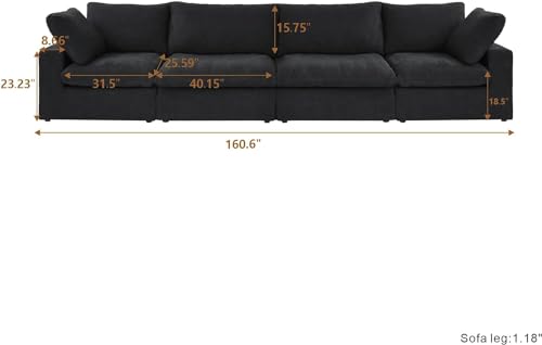 Image of JACH 3-Seater Modular Sectional Sofas for Living Room, Modern Convertible Cloud Couches, Cushion Covers Removable, Free Combination Module Sectional Couch for Living Room Bedroom Apartment, (Black)