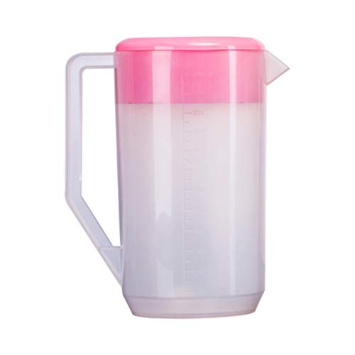 Image of Housoutil Measuring Kettle with Scale 4L /140 Oz Beverage Pitcher with Lid Food-Safe Plastic Cold Water Kettle for Juice Iced Tea Milk Beer Home Entertaining Picnics