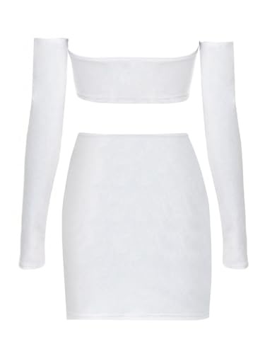 Women's Summer Two-Piece Skirt Sets Sexy Off Shoulders Top Y2K Going Out Short T-Shirt Sets Mini Dress Outfits D2934