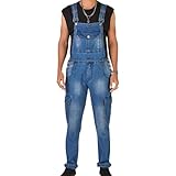 ★Le style est reconnaissable : la salopette est pragmatique, mais à la mode dans sa coupe, avec une texture lavée et vieillie montre la texture, et de multiples détails de poches, ce en fait un « article de marche» lorsque vous l'enfilez.