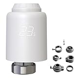 URPIZY Smartes Heizkörperthermostat mit LCD-Display, WLAN-Steuerung via Tuya App, Fenster-offen-Erkennung, Kalkschutz, für M30x1.5