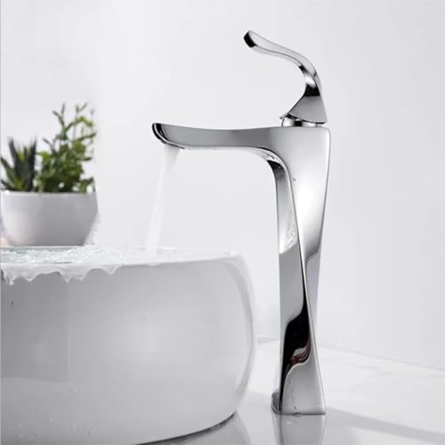 Robinet de lavabo chrome doré mitigeur élégant eau chaude et froide pour vasque chic de salle de bain - 2