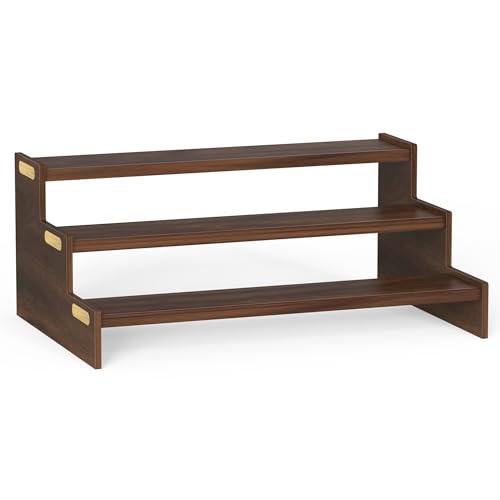 Image of BLUEWUD Dolvin Ladder Style Engineering Wood Spice Masala Rack Shelf Stand Organizer /Spice Bottle Display Rack & Cup Stand for Home & Kitchen, DIY (Do it Yourself), (Brown Maple, 36 X 24 X 15 Cm)