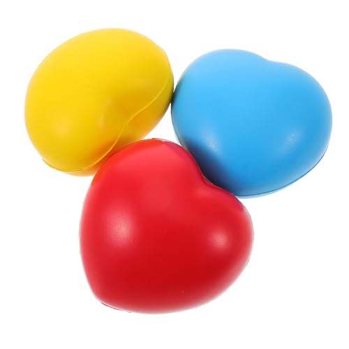 Healifty 3pcs Heart Shaped Hand Exerciser Balls Soft PU Squeeze Grip Strengthener for Hand Therapy Rehabilitation Suitable for All Strength Levels