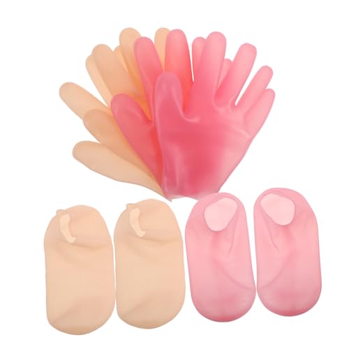 TOVINANNA 1 Set Moisturizing Hand and Foot Mask Hydrating Silicone Gloves Socks for Dry Skin Care Ergonomic Design for Overnight Use