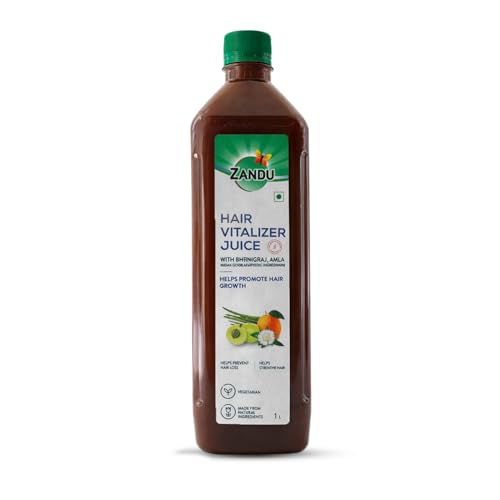 Image of Zandu Hair Vitalizer Juice | Made With 11 Ayurvedic Ingredients, 100% Natural Actives, Vegetarian | 1L