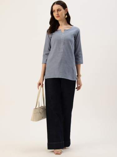 Image of Elegant Short Kurti for Women - 3 /4 Sleeves | Round Neck | (S to XXL)