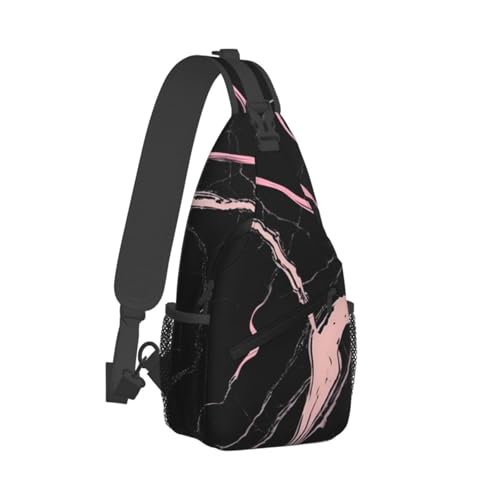 Bolso Bandolera Negro con Estampado Mármol para Senderismo miniatura 2