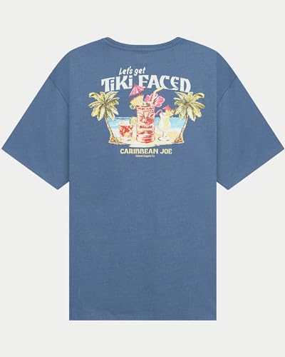 CARIBBEAN JOE Men's Shirt, Pajamas Sleep Top with Tiki Faced Design, Lightweight and Breathable Pjs3