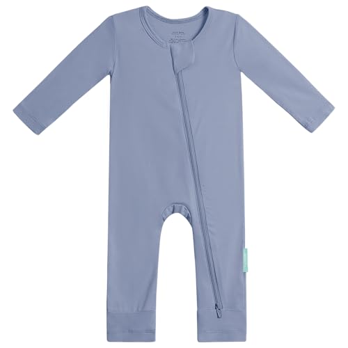 Image of PurComfy Baby Long Sleeve Romper Jumpsuit, Premium Soft Rayon One Piece Pajamas Boy Girl 2-Way Zipper Coverall Sleeper