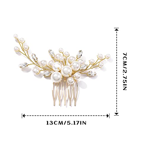 Peine para boda con strass dorado para mujer miniatura 4