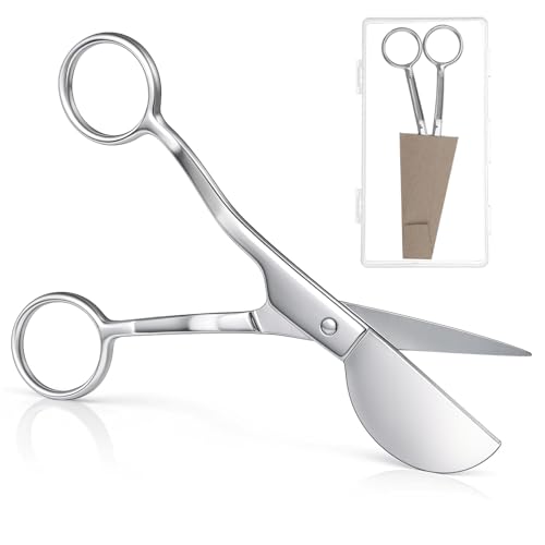 6 Duckbill Applique Scissors Double Bent Curved Offset Handle Scissor Stainless Steel Silver Duckbill Shears Embroidery Applique Scissors for Embroidery Fabric Cutting Thread Knitting Sewing Crafts
