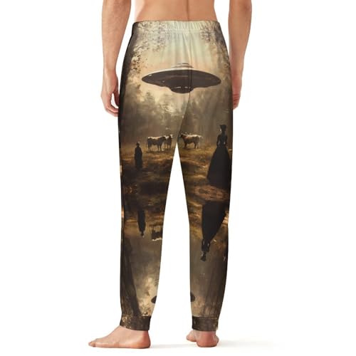 Aliens Martian Flying Saucer Abductin Men's Pajama Bottoms Sleep Lounge Soft Comfy Pants Sleepwear3