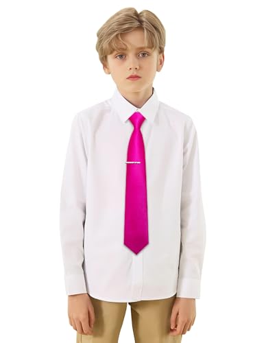 Image of Barry.Wang Boys Ties School Pre-Tied Kids Necktie Handkerchief Clip Set Uniforms Child Ties for 8-14 Years Wedding Party