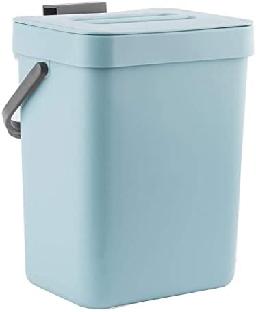 LALASTAR Compost Bin Kitchen, Small Compost Bin for Kitchen, Countertop Compost Bucket with Lid, Odorless Hanging Trash Can for RV/Office/Dog, Mini Food Waste Bin for Countertop, 3L/0.8 Gal, Blue