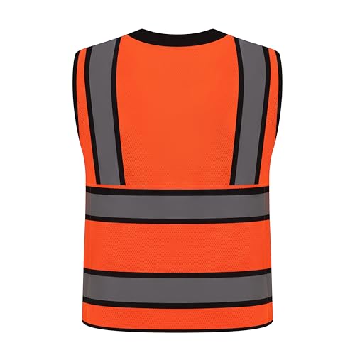 Image of Gasoline Class 2 High Visibility Reflective Safety Vests Women & Men | With 15 Pockets And Zipper Front,Meets Ansi /Isea Standards