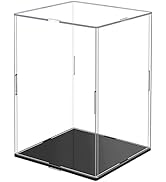 Clear Acrylic Display Case,Self-Assembly Display Box with Black Acrylic Base,Countertop Box Cube ...