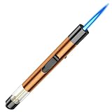 Juspota 19cm Accendino Jet Flame, Accendino Antivento Regolabile, Accendino a Gas Butano Ricaricabile, Accendigas, Accendino Lungo, Arancia (Venduto senza Gas)