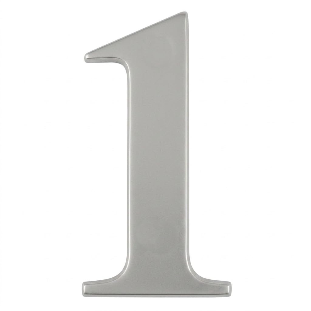3" House Door Number Silver Anodised Self Adhesive, Times Roman, 1