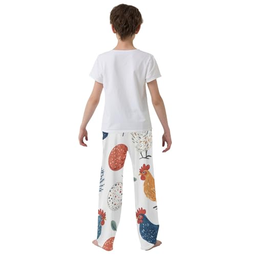 ZZXXB Chicken and Eggs Boys Long Pants Soft Trousers Elastic Waist Kids Lounge Bottoms with Pockets S-XL3