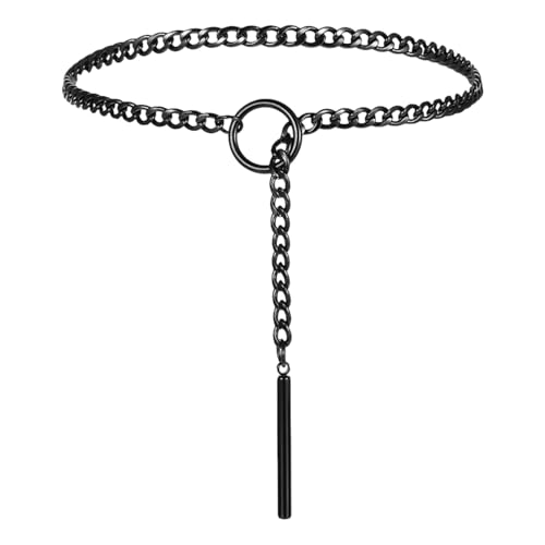YingMengZhiGe Choker Kette Damen Punk 70cm Edelstahl Gothic Schmuck Verstellbar Goth Accessoires Choker Damen Gothic Accessoires Emo Halskette O-Ring Schloss Slip Kette für Männer und Frauen