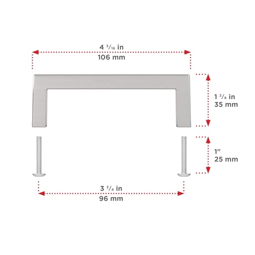 Image of Richelieu | Lambton 3 3 /4-inch (96 mm) Brushed Nickel Cabinet Pull Handle