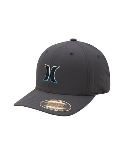 Image of Hurley Men's Baseball Cap - Dana Point Cotton Ripstop Stretch Fitted Cap for Men with Gradient Embroidered Icon (Size: S-XL)