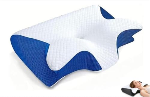 FUHUBB VitaSleep - Vita Sleep Migraine Pillow Cooling Neck Pillow for Side Sleepers - Ergonomic Support for Pain Relief Breathable Hotel Pillows for Back Stomach & Side Sleepers (Blue)