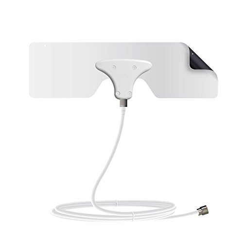Mohu Leaf Metro Indoor TV Antenna, 25-Mile Range, UHF/VHF Multi-directional, Paper-Thin Design, 10 ft. Detachable Coaxial Cable, Reversible, 4K-Ready HDTV, MH-110633, white