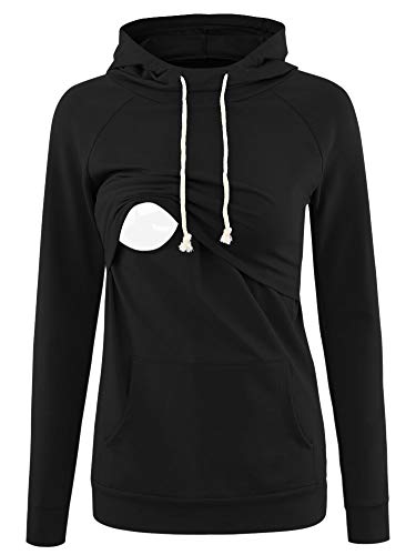 Love2Mi Damen Stillen Hoodie Umstandspullover Langarm Umstandsmode Jacke