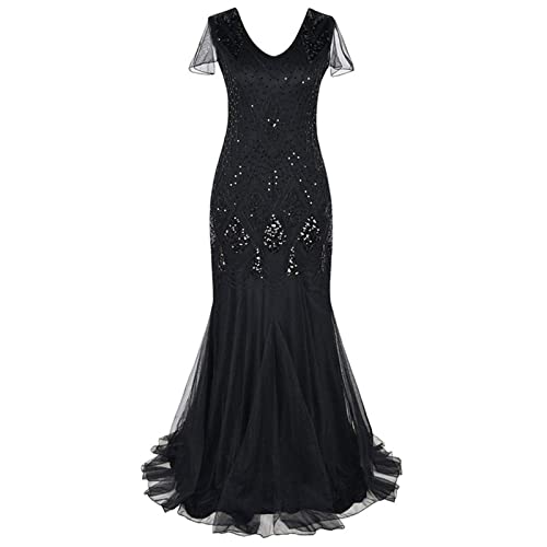 Robe longue rétro 1920 confortable et flatteuse pour masquer les bras
