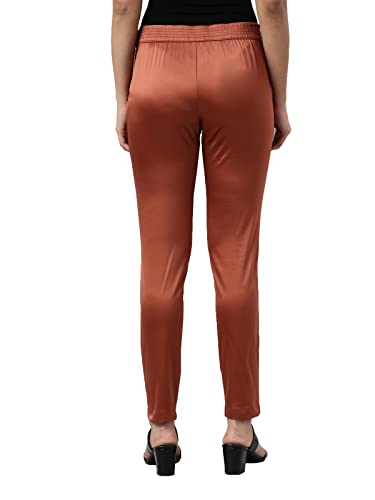 Image of GO COLORS Women Mid Rise Polyester Shiny Pant