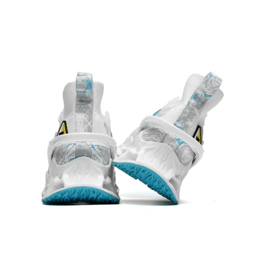 Sport Sneakers Shoes for Men Mesh Upper Lace Up Fashion Breathable Elastic Sole Casual Sneaker Tenis para Hombre Designer Running Shoes (8.5,White)3