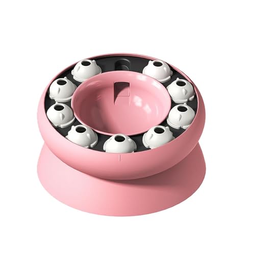 Puhae Cat Slow Feeder,Cat Dog Food Bowls,Cat Puzzles Feeder Rotating Slow Feeder,Food Bowls Slow Eating Cat Feeder Easy Install -Pink