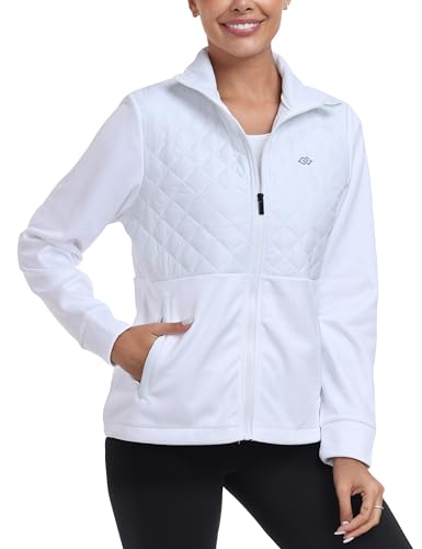 MoFiz Jaqueta feminina leve isolada forrada com lã térmica híbrida softshell casaco de corrida inver